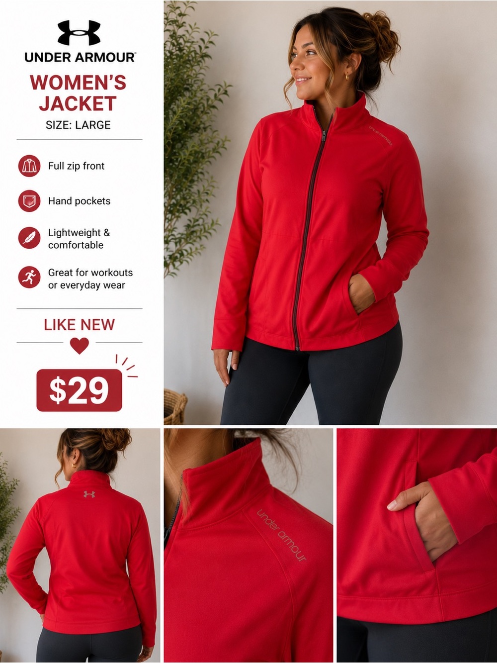 Under Armour Women’s coral color Full-Zip Jacket